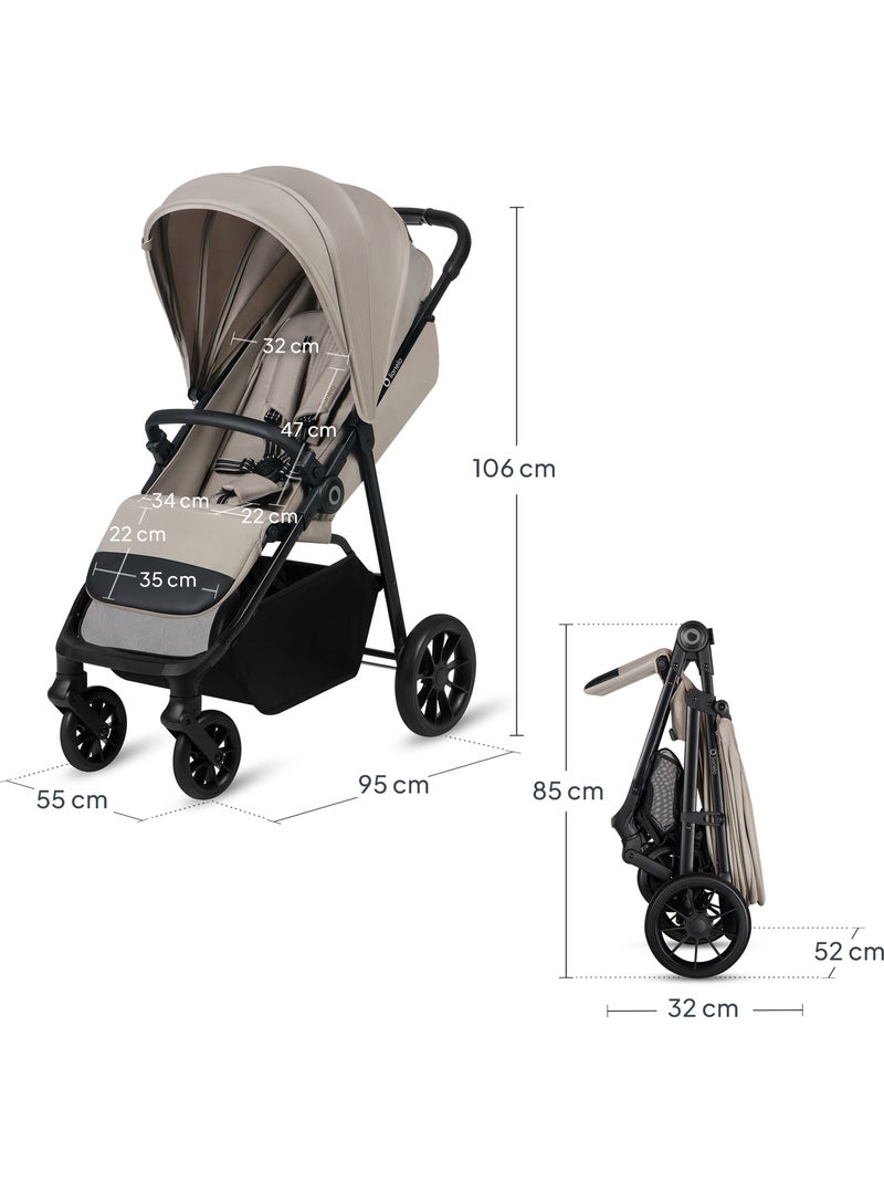 Poussette compacte LIONELO Emerald - Légère - Amortissements - Pliage à une main - Grand panier Beige - Kiabi