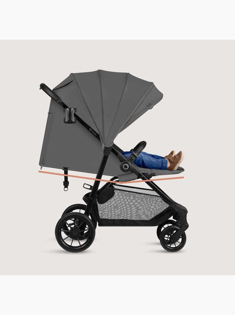Poussette compacte LIONELO Emerald - Légère - Amortissements - Pliage à une main - Grand panier Gris - Kiabi