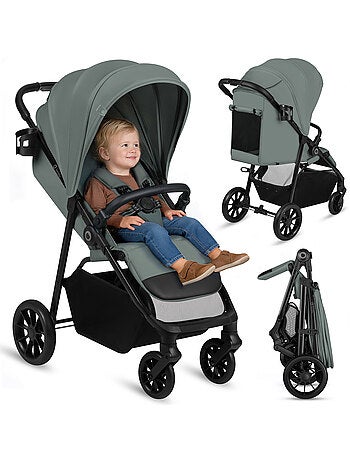 Poussette compacte LIONELO Emerald - Légère - Amortissements - Pliage à une main - Grand panier