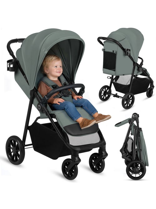 Poussette compacte LIONELO Emerald - Légère - Amortissements - Pliage à une main - Grand panier - Kiabi Poussette compacte LIONELO Emerald - Légère - Amortissements - Pliage à une main - Grand panier - Kiabi