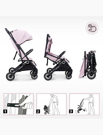 Poussette compacte pliable - moby-system, fonction valise lena pink pro
