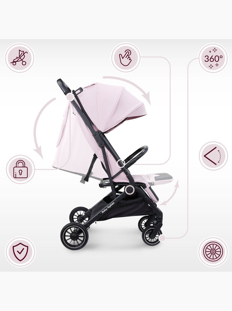 Poussette compacte pliable - moby-system, fonction valise lena pink pro Rose - Kiabi
