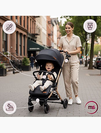 Poussette compacte pliable fonction valise lena gold pro moby-system