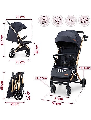 Poussette compacte pliable fonction valise lena gold pro moby-system