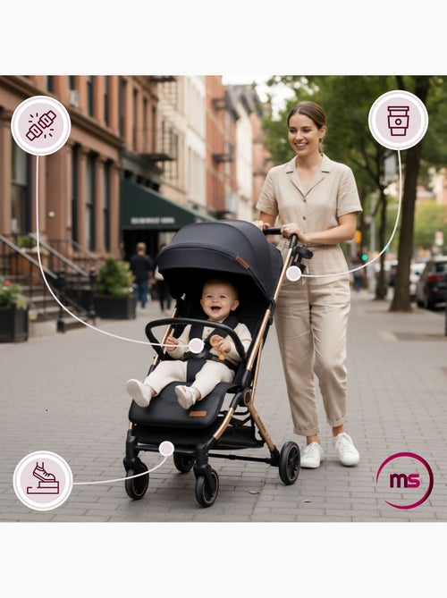 Poussette compacte pliable fonction valise lena gold pro moby-system - Kiabi Poussette compacte pliable fonction valise lena gold pro moby-system - Kiabi