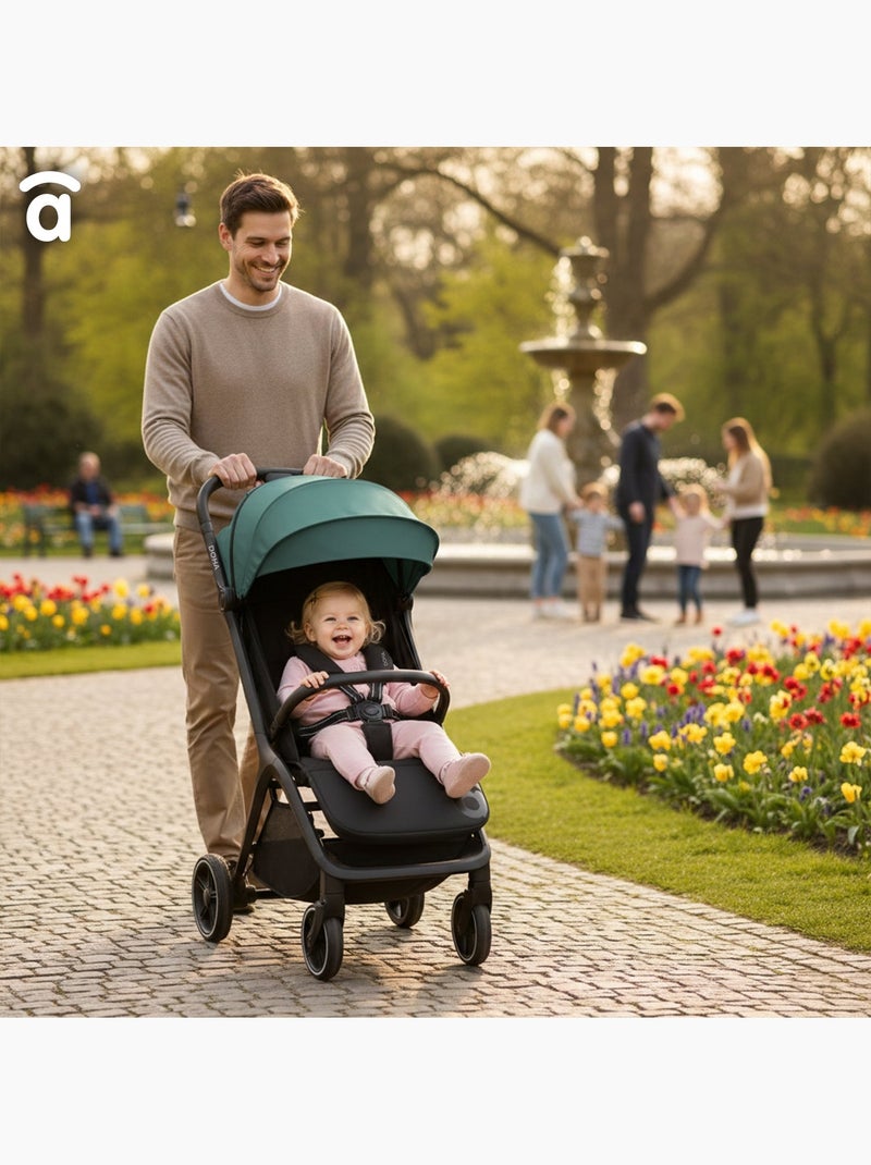 Poussette compacte tout-terrain Doha Asalvo Noir Vert - Kiabi