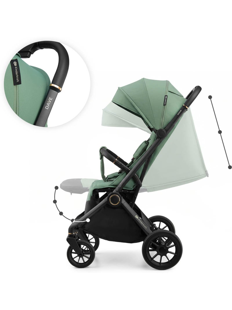 Poussette DAVE aluminium 9,5 kg, dossier 3 positions et moustiquaire incluse Noir Vert Noir - Kiabi