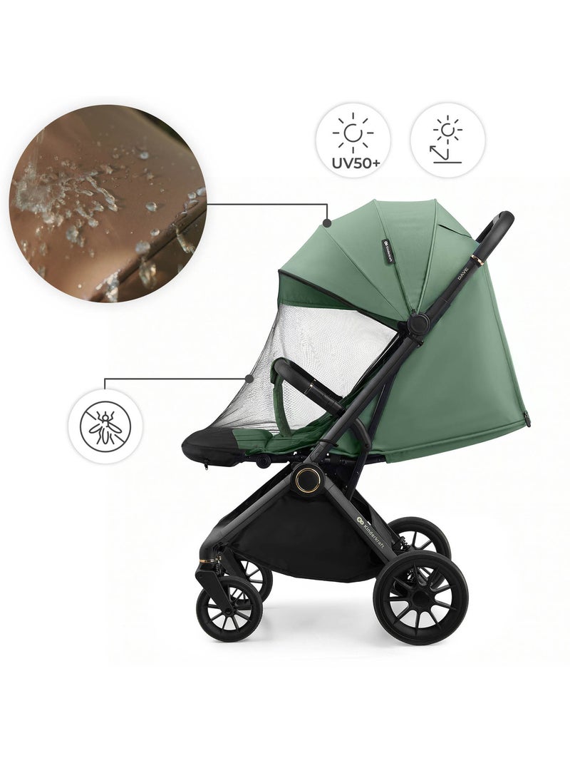 Poussette DAVE aluminium 9,5 kg, dossier 3 positions et moustiquaire incluse Noir Vert Noir - Kiabi