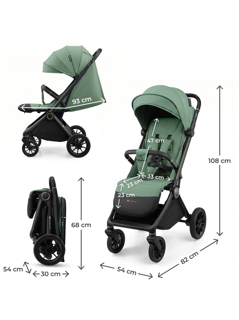 Poussette DAVE aluminium 9,5 kg, dossier 3 positions et moustiquaire incluse Noir Vert Noir - Kiabi