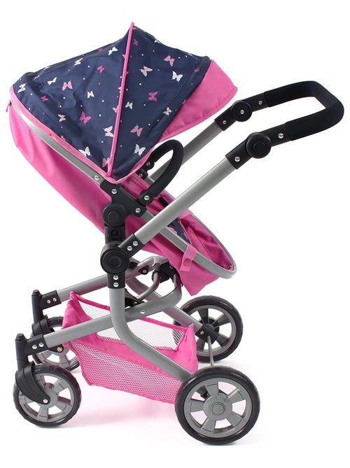 Poussette de poupée combinée 2 en 1 MIKA bleu et rose Papillon - Kiabi