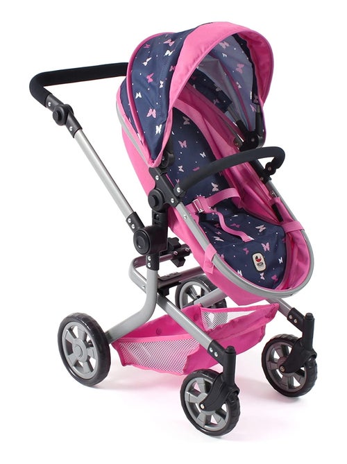 Poussette de poupée combinée 2 en 1 MIKA bleu et rose Papillon - Kiabi