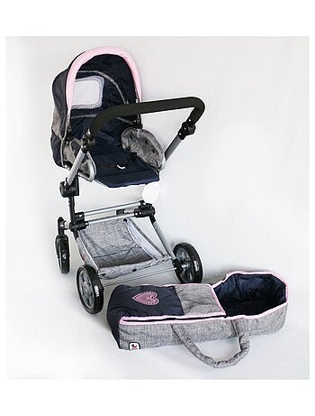 Poussette de poupée combinée JARA gris bleu foncé