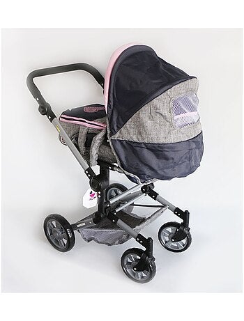 Poussette de poupée combinée JARA gris bleu foncé