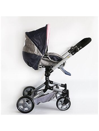 Poussette de poupée combinée JARA gris bleu foncé