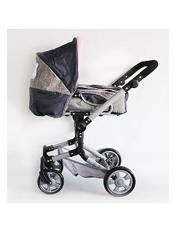 Poussette de poupée combinée JARA gris bleu foncé