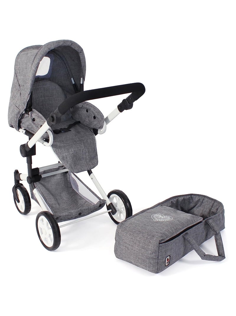 Poussette de poupée combinée JARA jean gris Gris - Kiabi