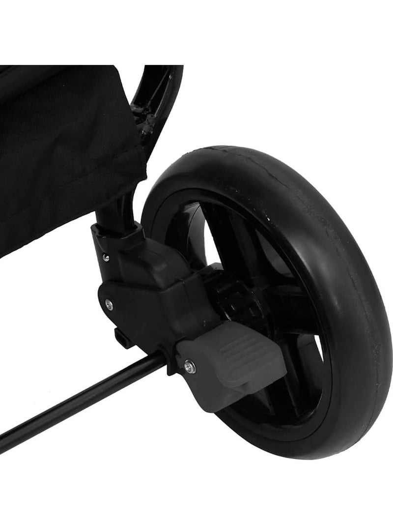 Poussette double 2 places en acier et lin avec harnais 5 points - vidaxl Noir Gris - Kiabi