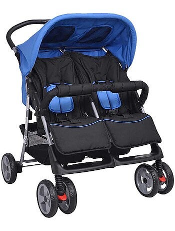 Poussette double acier châssis et 3 positions - vidaxl