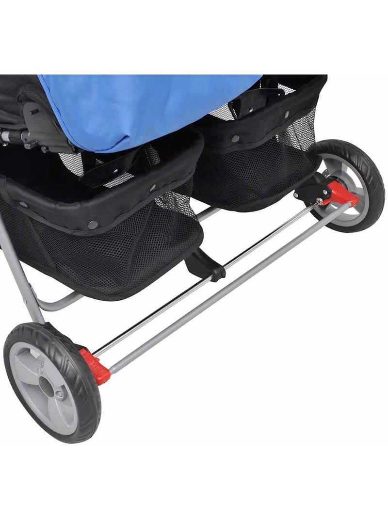 Poussette double acier châssis et 3 positions - vidaxl Bleu - Kiabi