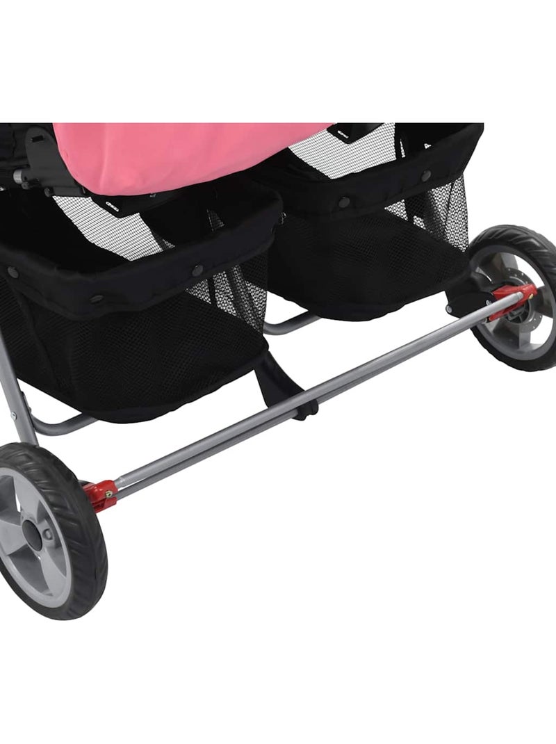 Poussette double acier châssis et 3 positions - vidaxl Rose - Kiabi