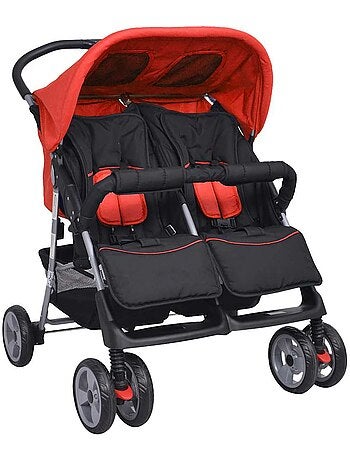 Poussette double acier châssis et 3 positions - vidaxl