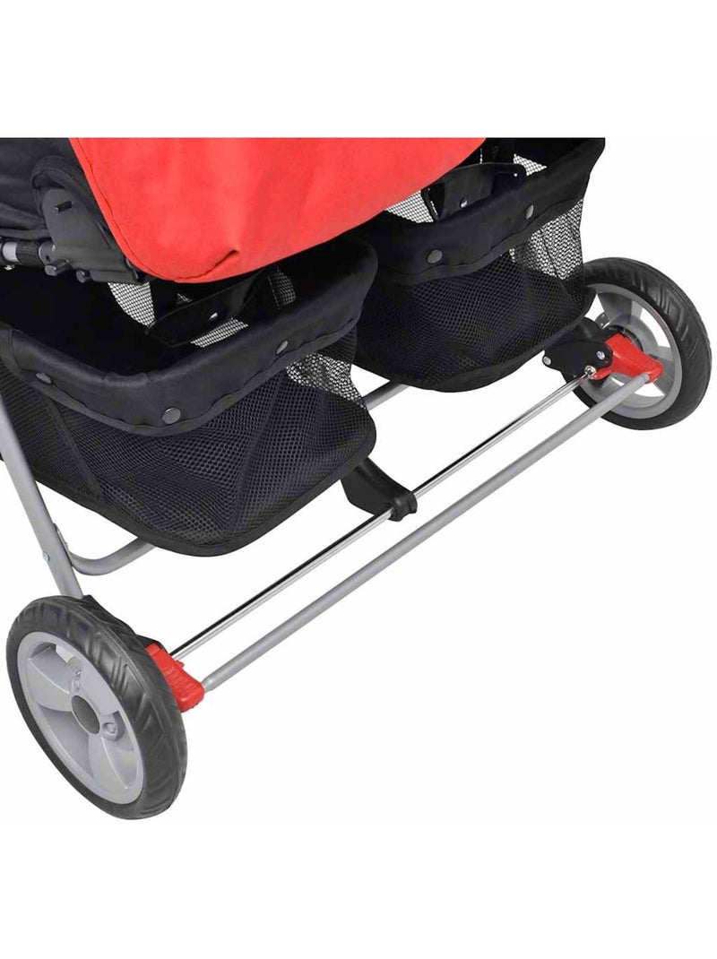 Poussette double acier châssis et 3 positions - vidaxl Rouge - Kiabi
