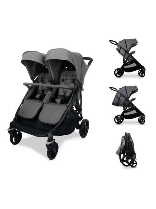 Poussette double confort compacte avec dossier inclinable et capote extensible - Bro - Kiabi