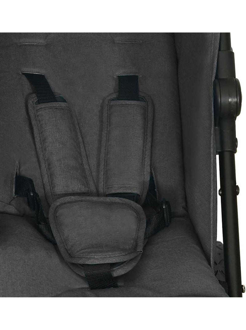 Poussette double côte à côte cadre acier 4 positions - vidaxl gris anthracite - Kiabi
