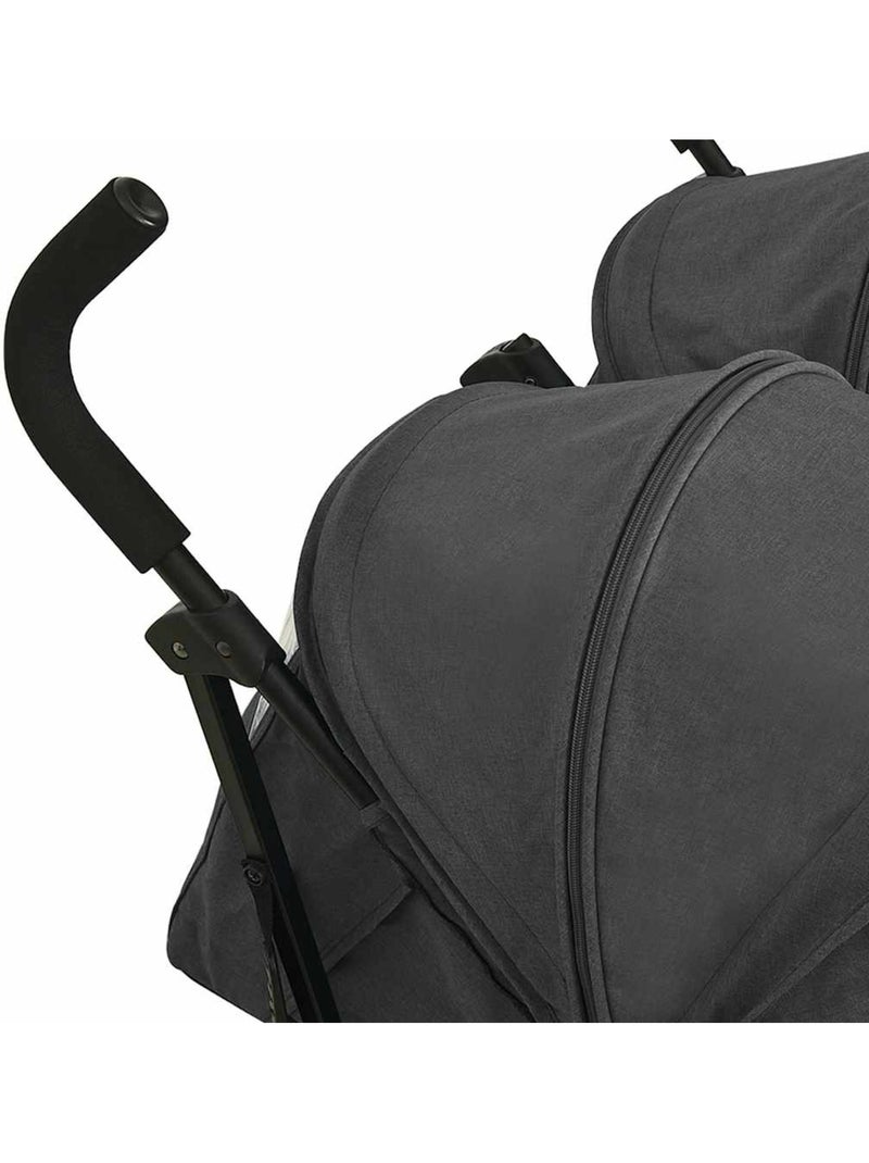 Poussette double côte à côte cadre acier 4 positions - vidaxl gris anthracite - Kiabi