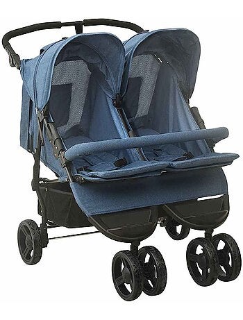 Poussette double jumelle en acier avec auvent et panier - vidaxl