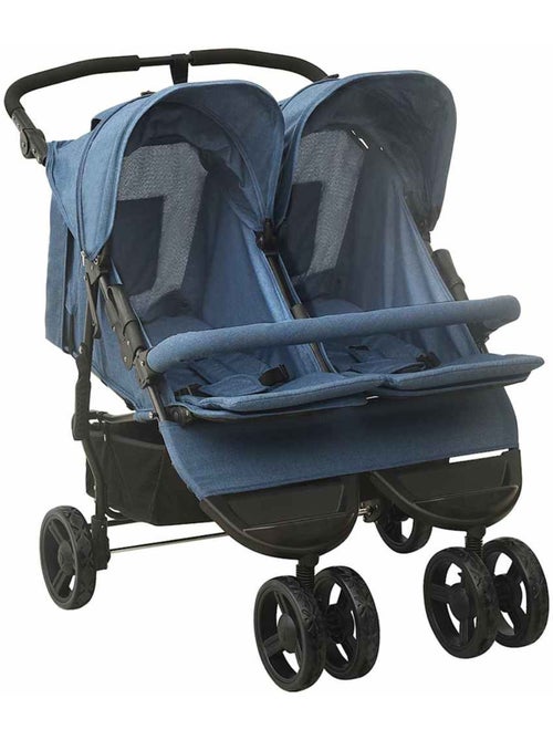 Poussette double jumelle en acier avec auvent et panier - vidaxl - Kiabi