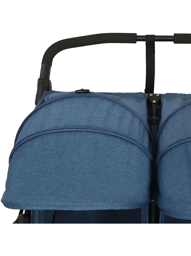 Poussette double jumelle en acier avec auvent et panier - vidaxl Bleu - Kiabi