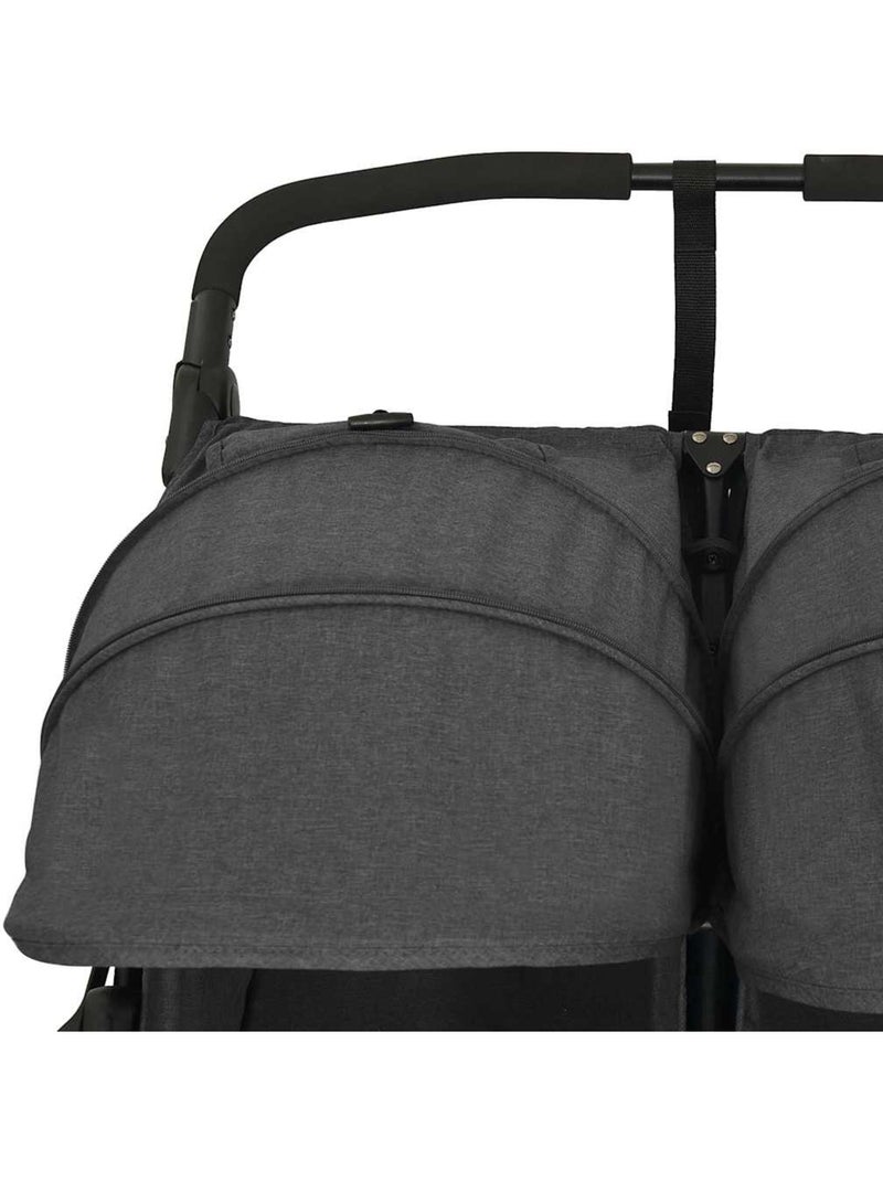 Poussette double jumelle en acier avec auvent et panier - vidaxl gris anthracite - Kiabi