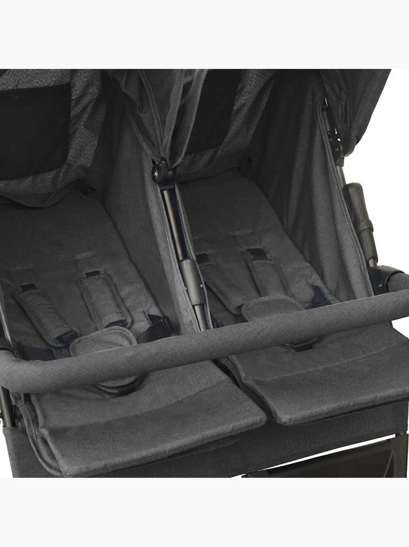 Poussette double jumelle en acier avec auvent et panier - vidaxl gris anthracite - Kiabi