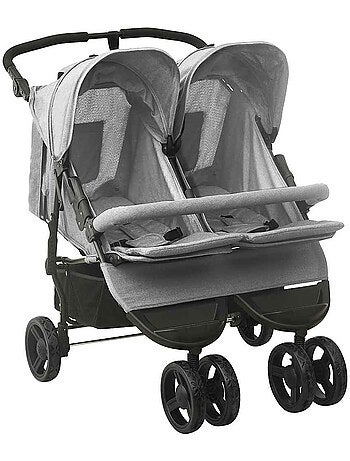 Poussette double jumelle en acier avec auvent et panier - vidaxl