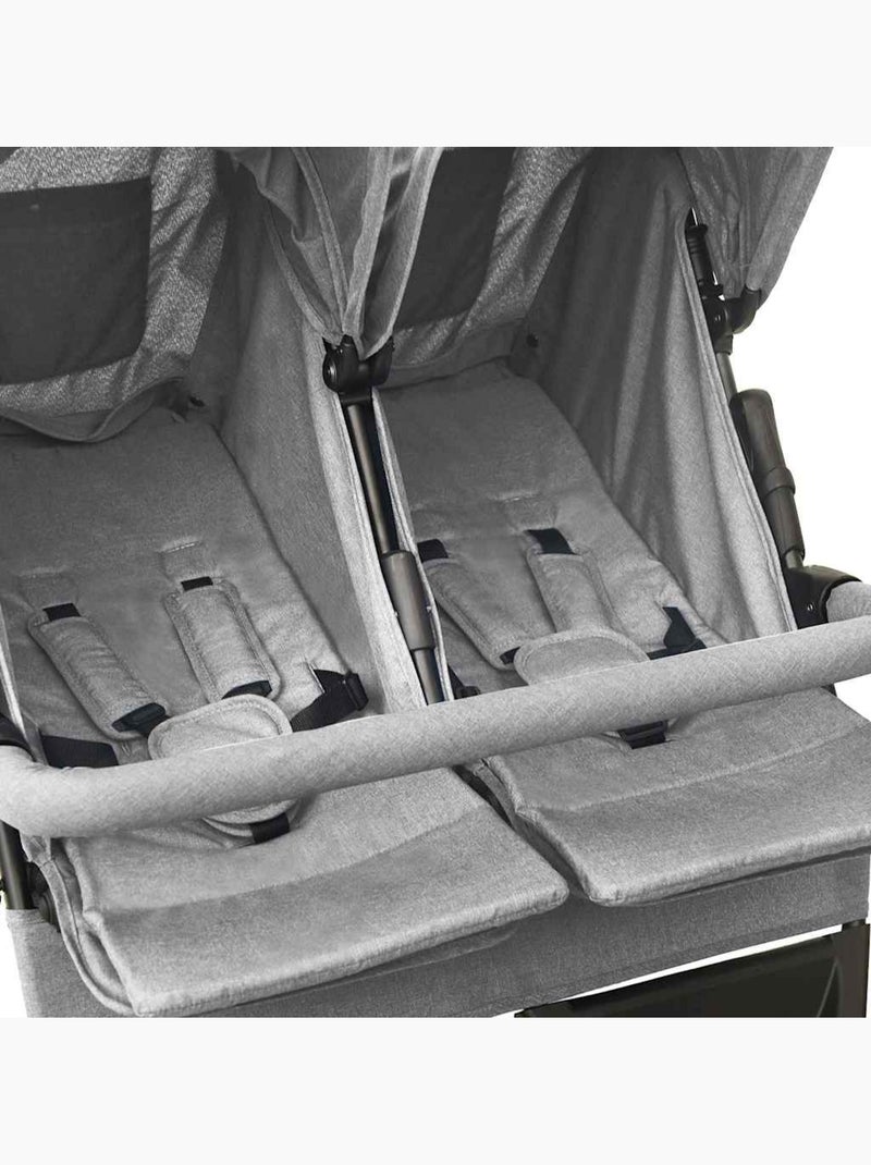 Poussette double jumelle en acier avec auvent et panier - vidaxl Gris - Kiabi