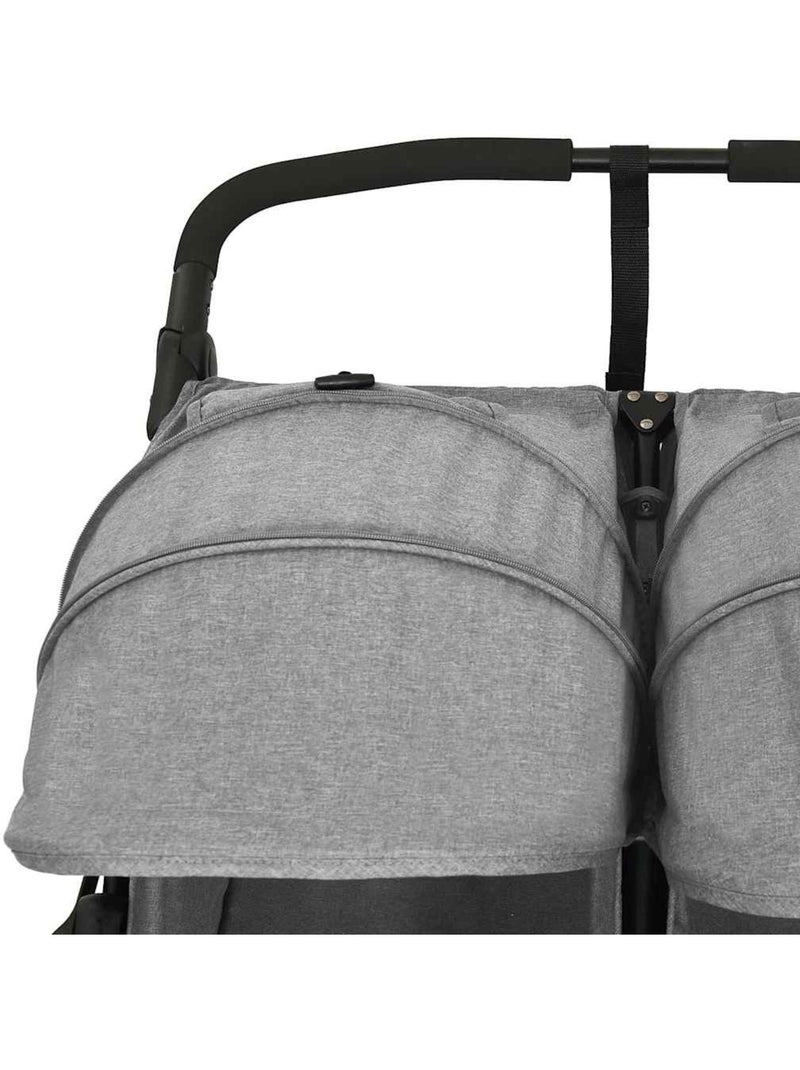 Poussette double jumelle en acier avec auvent et panier - vidaxl Gris - Kiabi