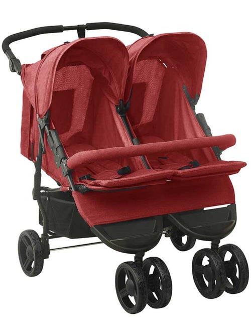 Poussette double jumelle en acier avec auvent et panier - vidaxl - Kiabi