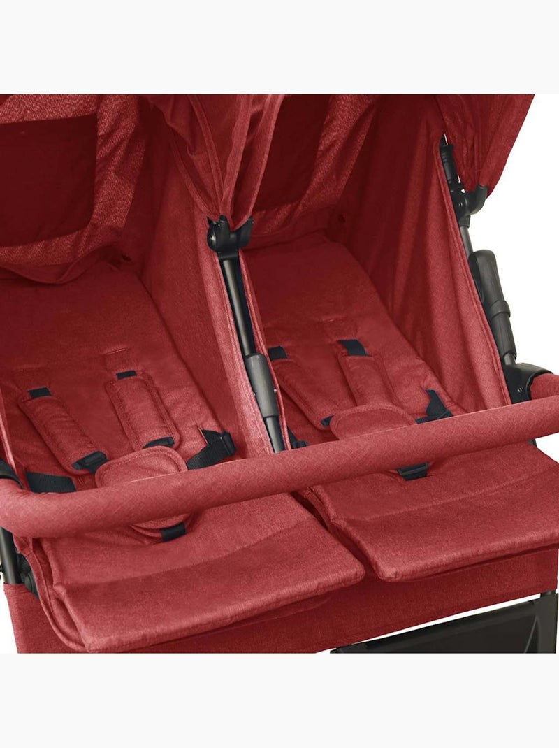 Poussette double jumelle en acier avec auvent et panier - vidaxl Rouge - Kiabi