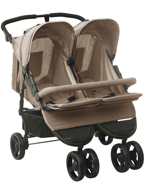 Poussette double jumelle en acier avec auvent et panier - vidaxl - Kiabi