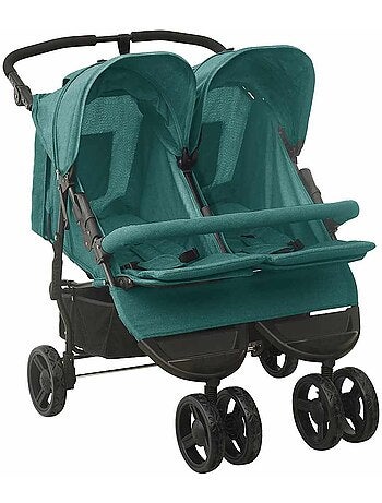 Poussette double jumelle en acier avec auvent et panier - vidaxl