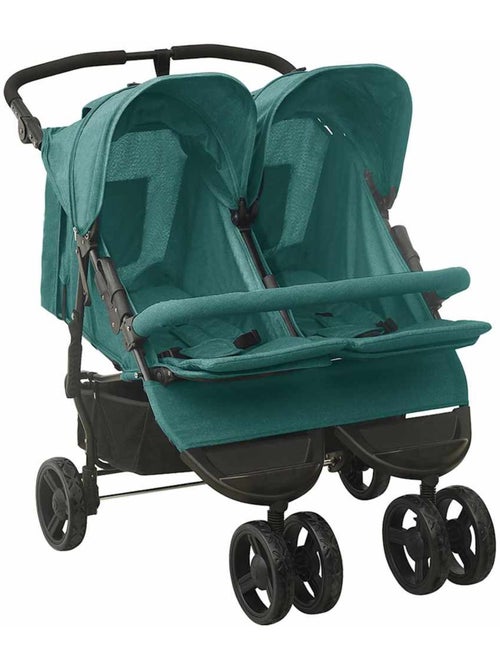 Poussette double jumelle en acier avec auvent et panier - vidaxl - Kiabi