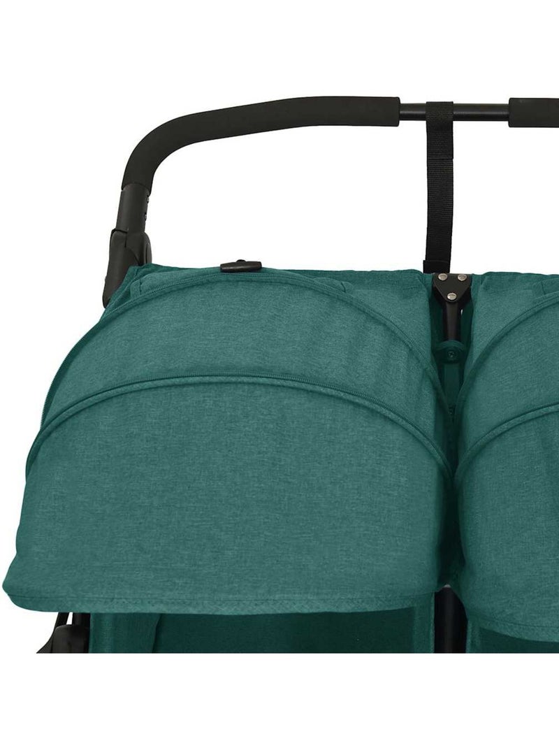 Poussette double jumelle en acier avec auvent et panier - vidaxl Vert - Kiabi