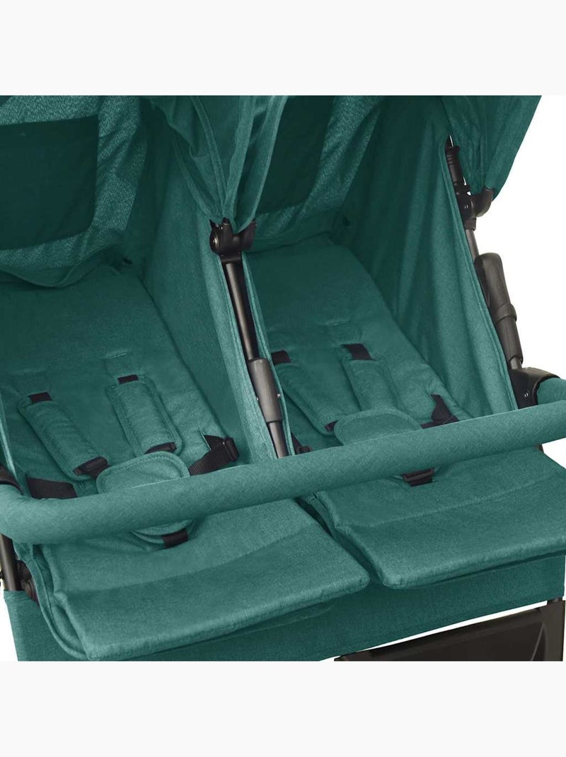 Poussette double jumelle en acier avec auvent et panier - vidaxl Vert - Kiabi