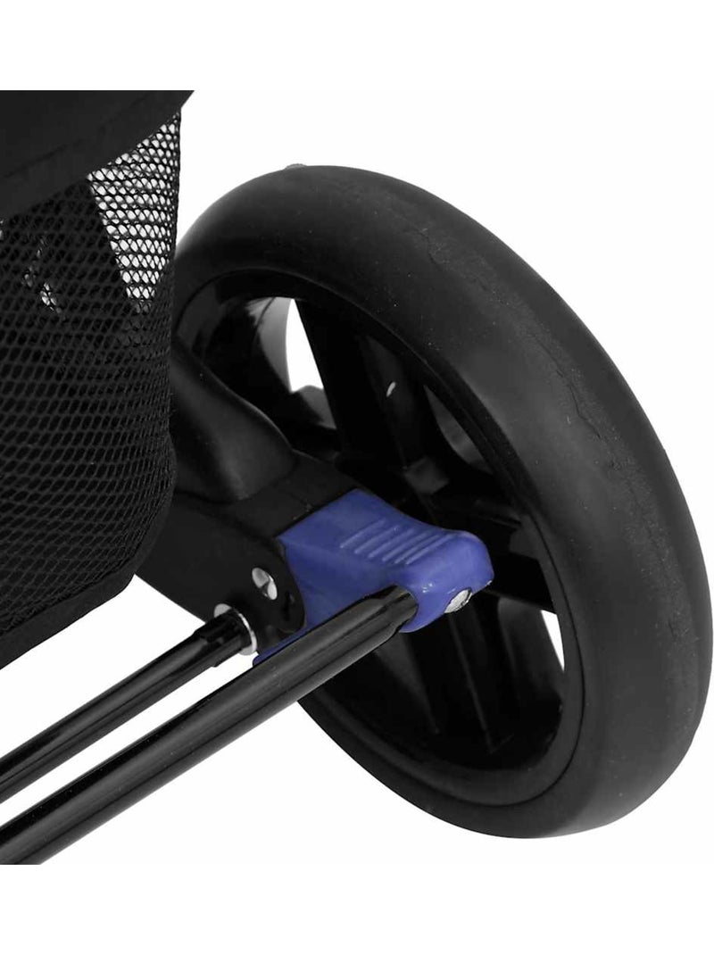 Poussette double jumelle pliable 2 places 2 capotes - vidaxl Bleu - Kiabi