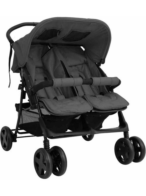 Poussette double jumelle pliable 2 places 2 capotes - vidaxl - Kiabi