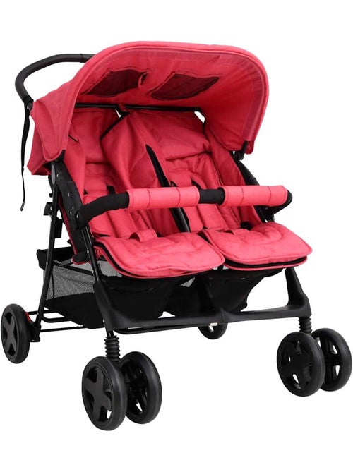 Poussette double jumelle pliable 2 places 2 capotes - vidaxl - Kiabi