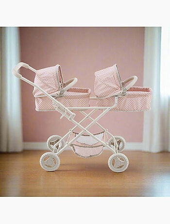 Poussette double poupée 2-en-1, 66cm, Rose,