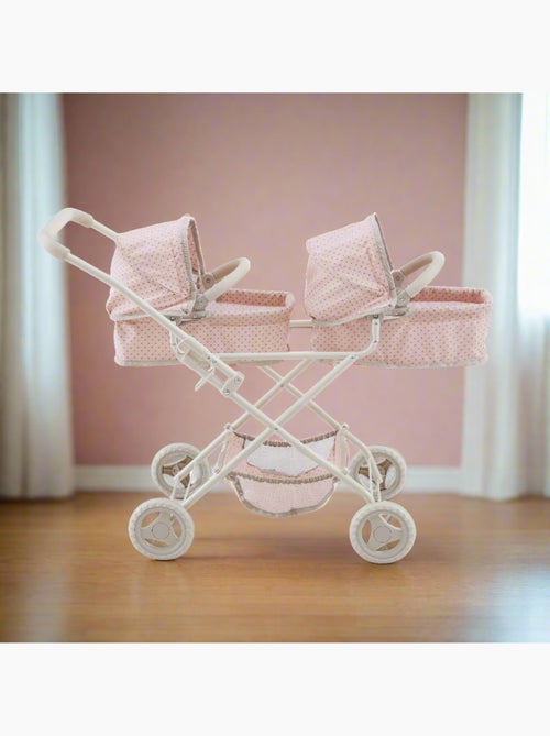 Poussette double poupée 2-en-1, 66cm, Rose, - Kiabi