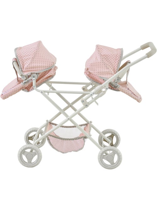 Poussette double poupée 2-en-1, 66cm, Rose, - Kiabi